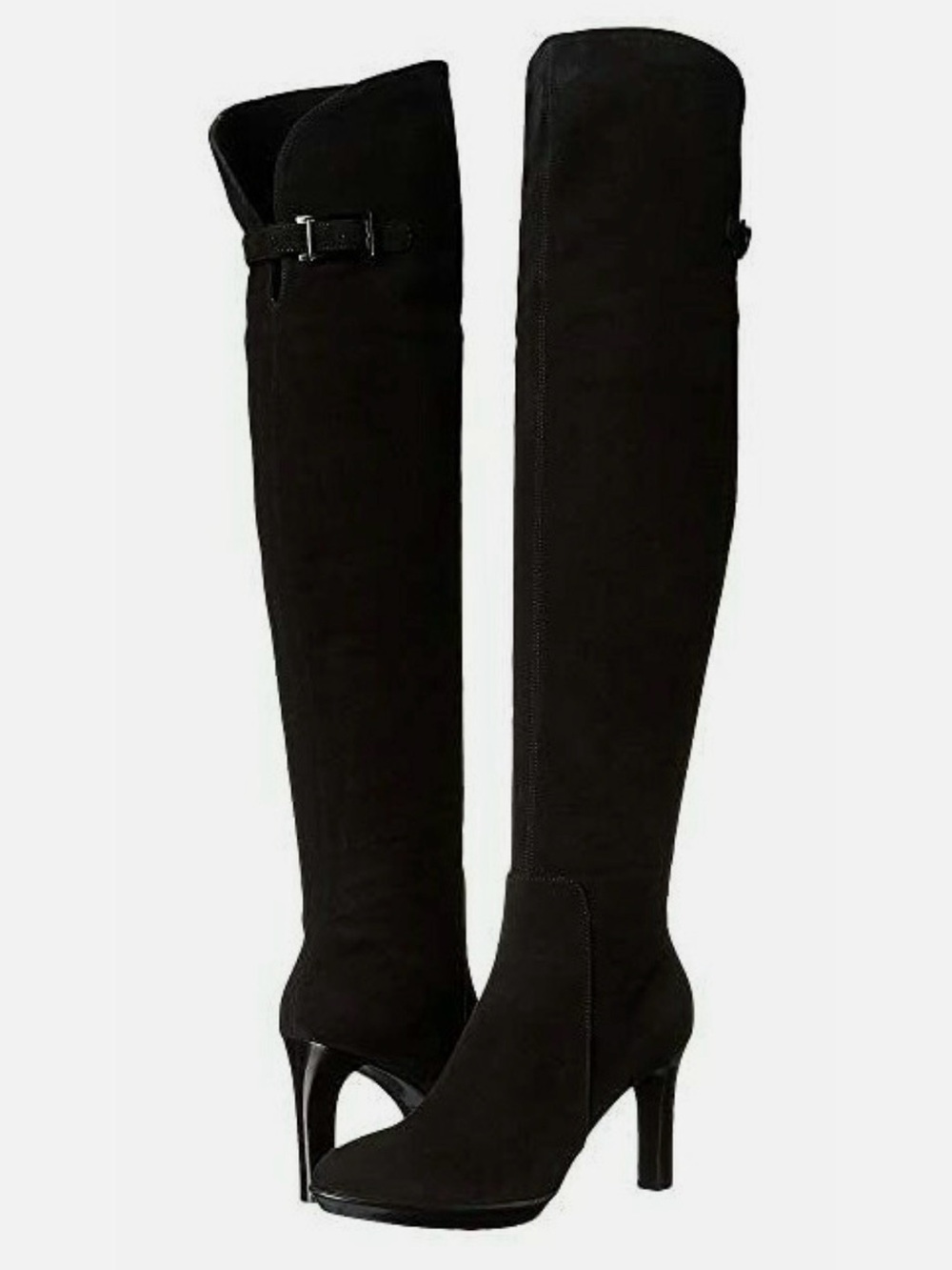 Aquatalia Black Over-The-Knee Suede Heel Boots